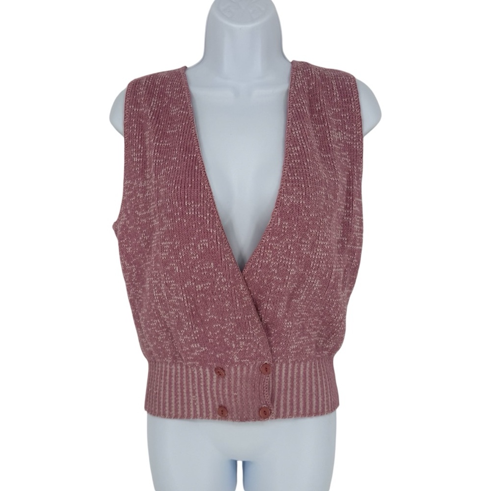 Vintage Clifton Place Mauve Pink Marl Knit V-Neck Grandmacore Sweater Vest
